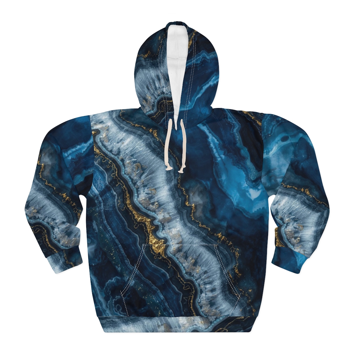 Gorgeous Deep Blue Marble Crystal Pullover Hoodie