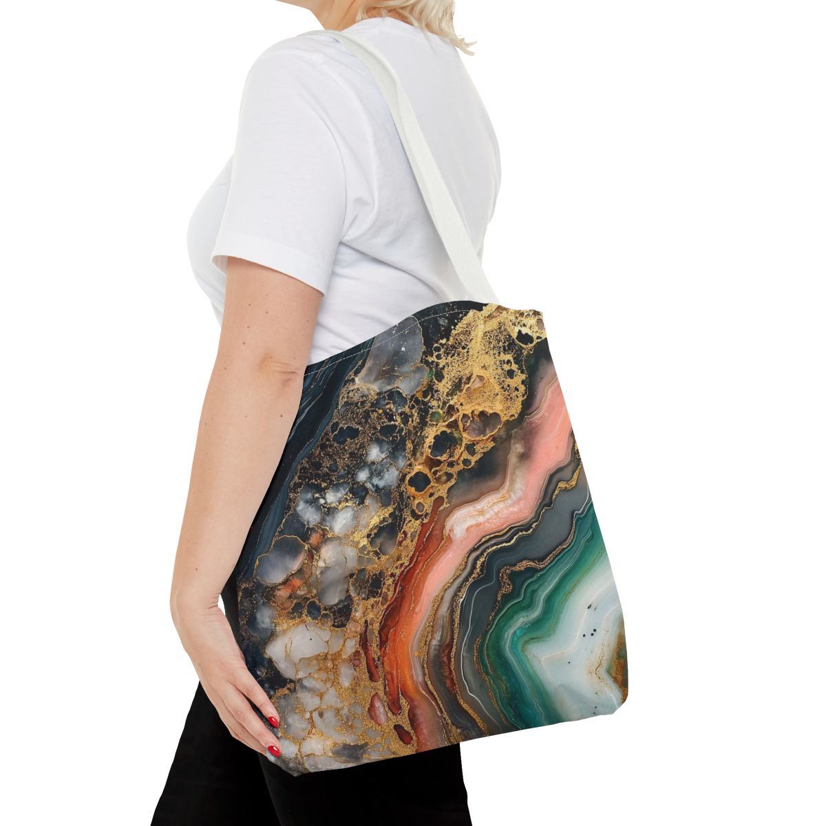 Beautiful Marbled Orange Green Crystal Art Tote Bag