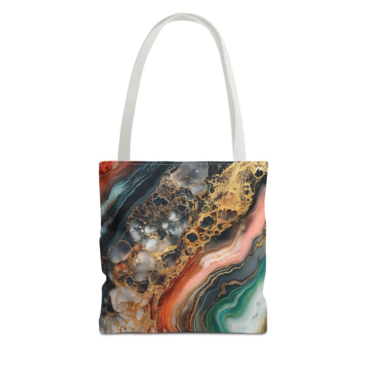 Beautiful Marbled Orange Green Crystal Art Tote Bag