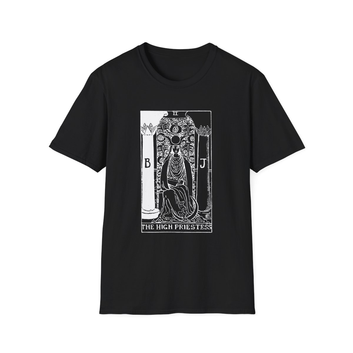 2 - The High Priestess White Vintage Tarot Card Softstyle T-Shirt