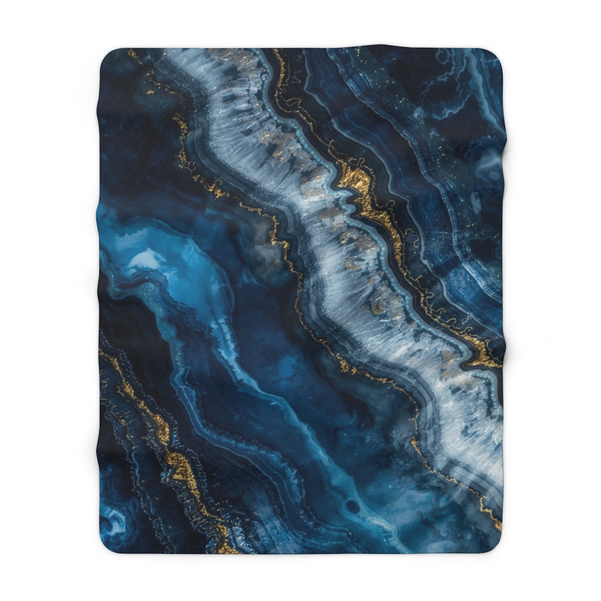 Luxury Blue Marble Crystal Sherpa Fleece Blanket
