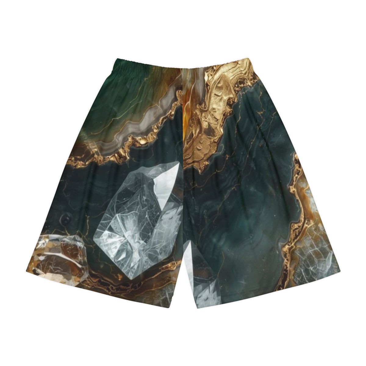 Crystal Green Gold Men's Workout Shorts