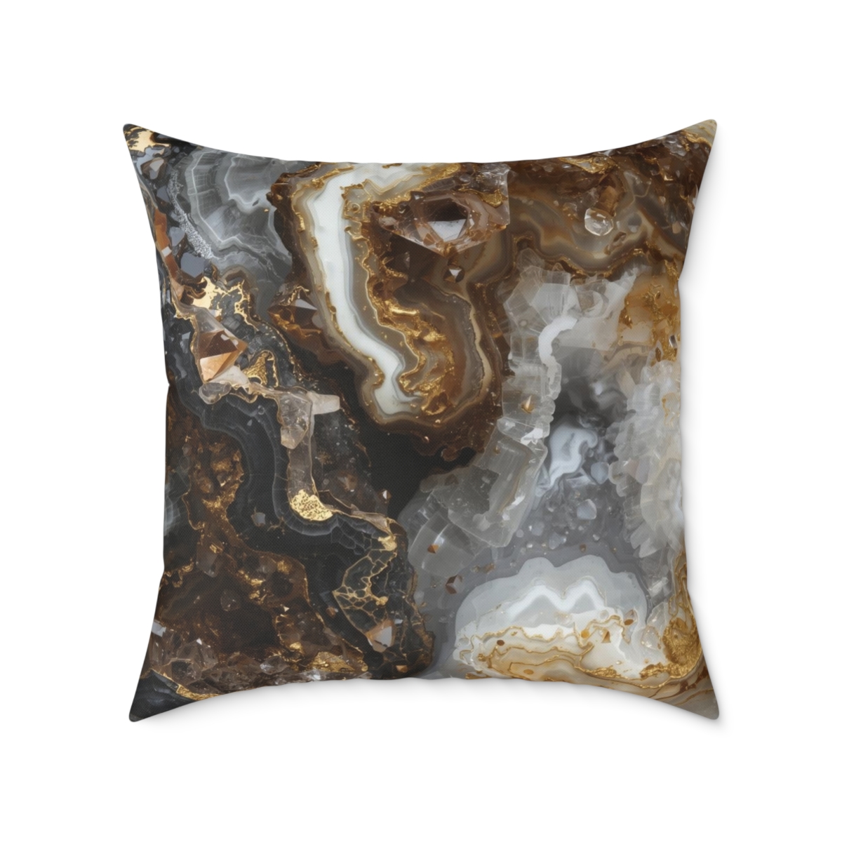 Unique Gorgeous Brown Agate Marble Square Poly Canvas Pillow