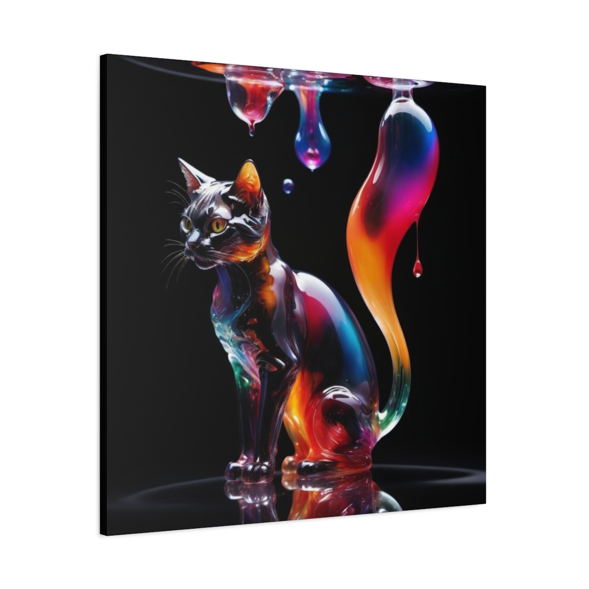 Stunning Unique Colorful Cat Glass Wall Art Canvas