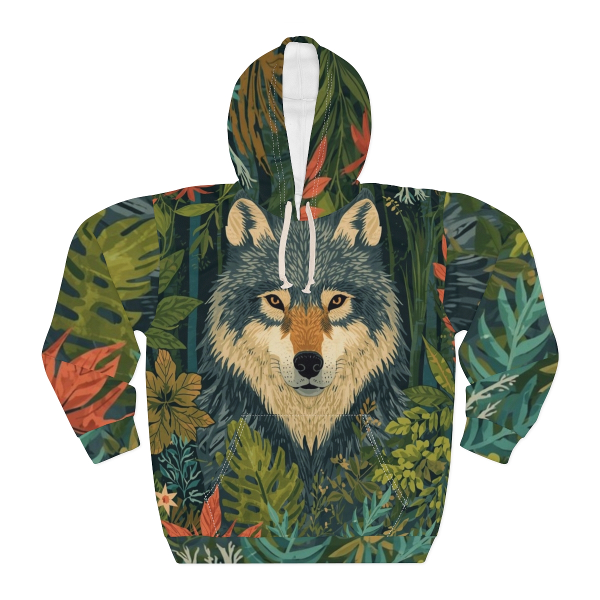 Beautiful Forest Wolf Art Pullover Hoodie