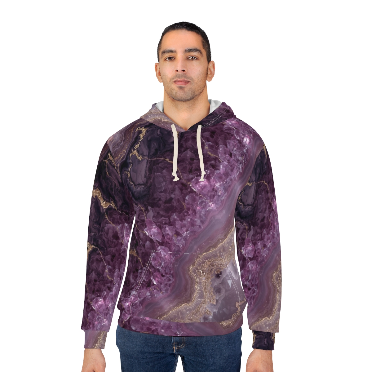 Beautiful Purple Marble Crystal Pullover Hoodie