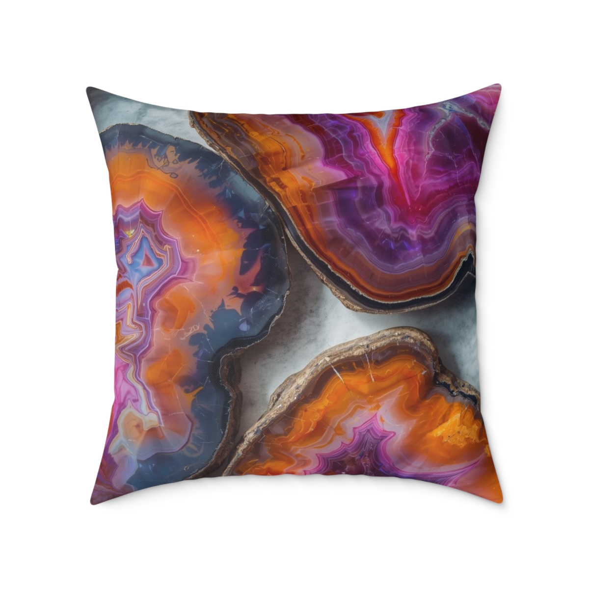 Unique Gorgeous Colorful Geode Crystal Square Poly Canvas Pillow