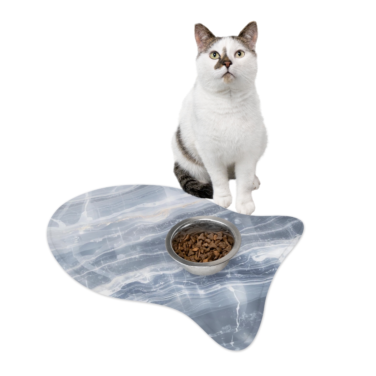 Luxury Light Blue Marble Pet Feeding Mat