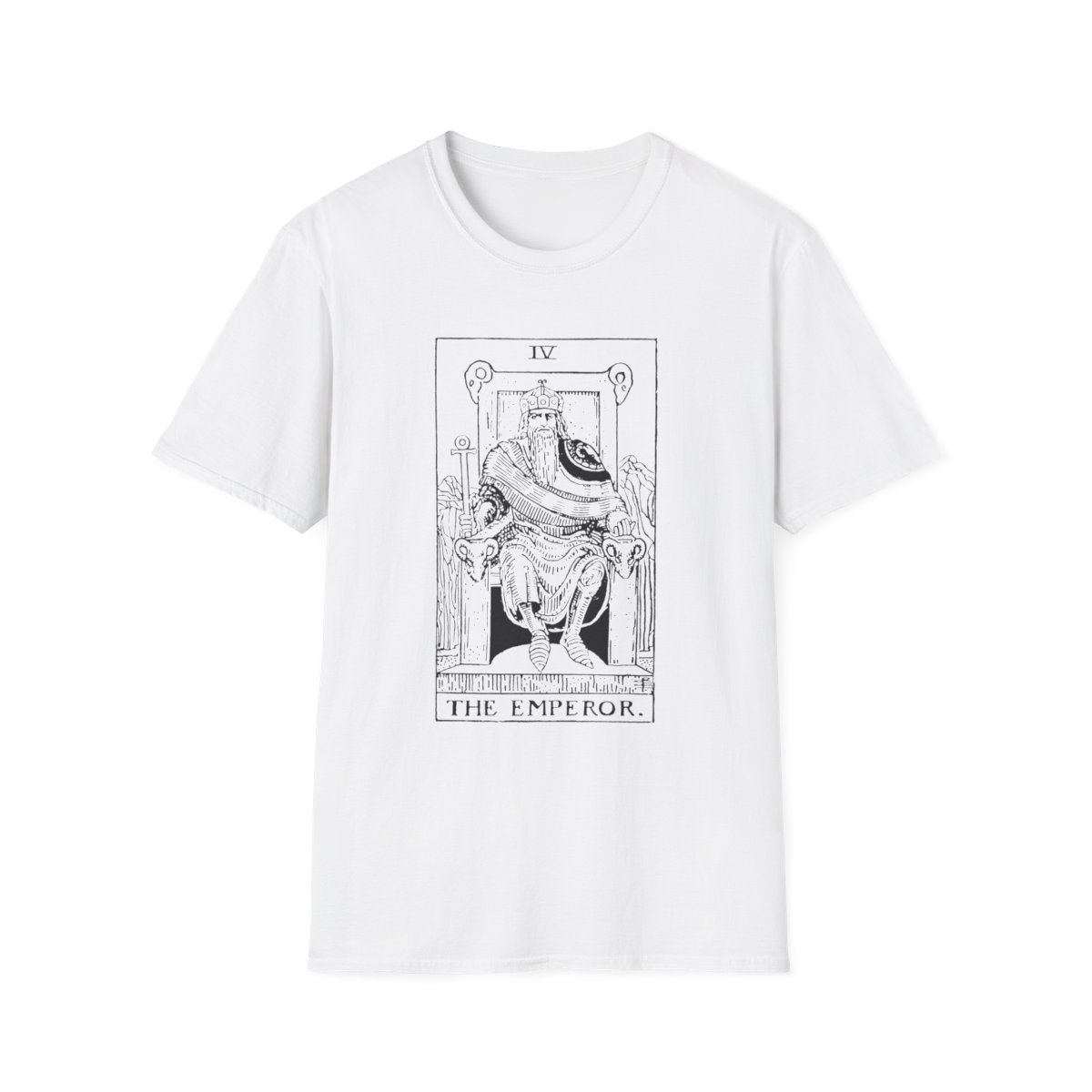4 - The Emperor Black Vintage Tarot Card Softstyle T-Shirt