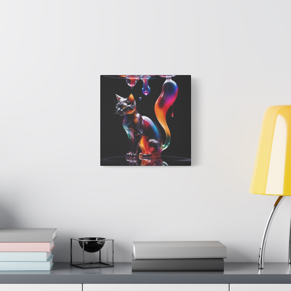 Stunning Unique Colorful Cat Glass Wall Art Canvas