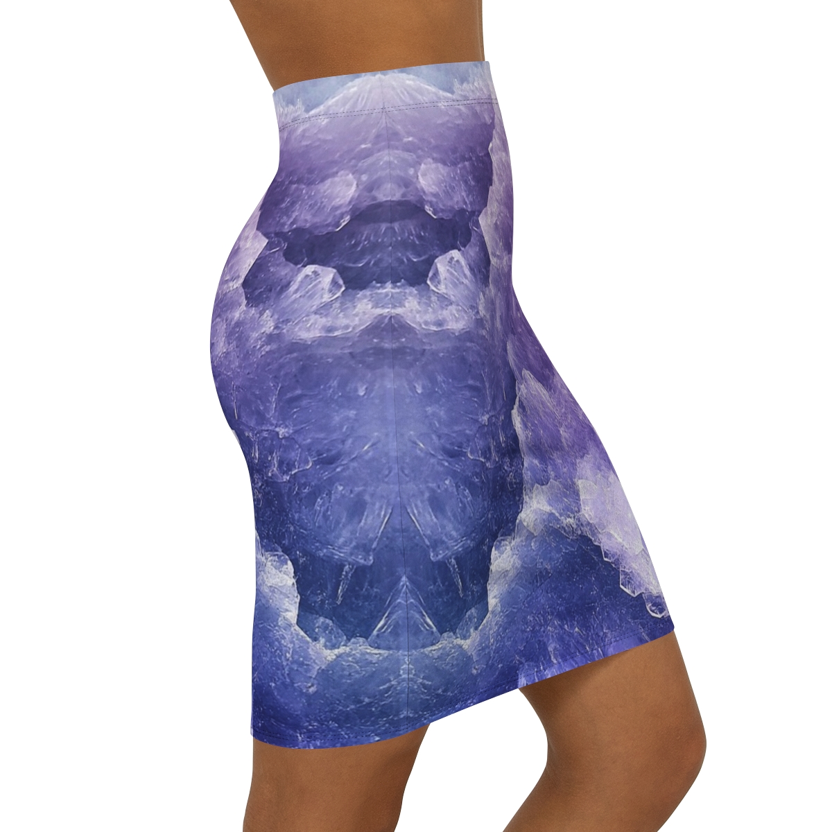 Stunning Chic Purple Crystal Mid-Waist Pencil Skirt