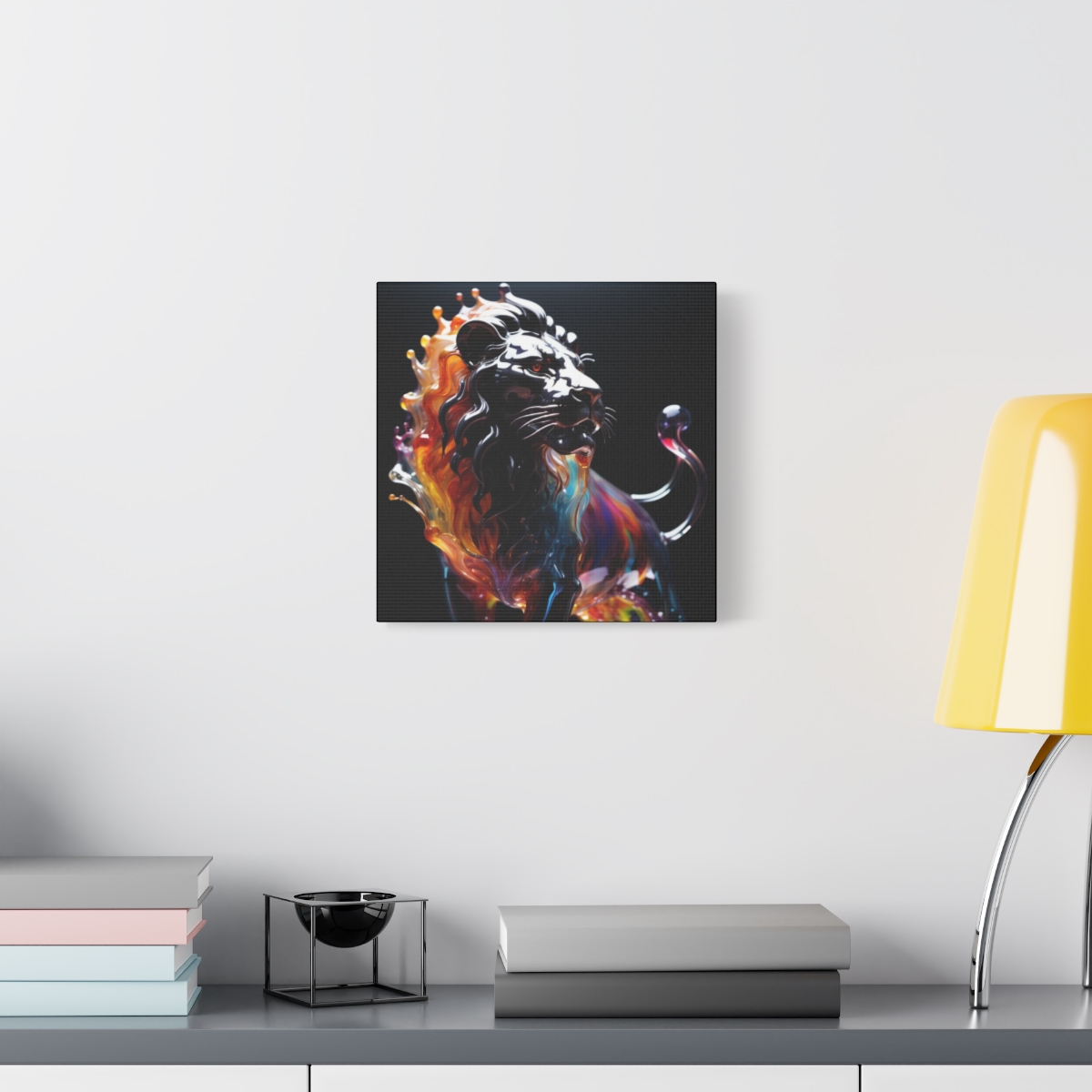 Stunning Unique Colorful Lion Glass Wall Art Canvas