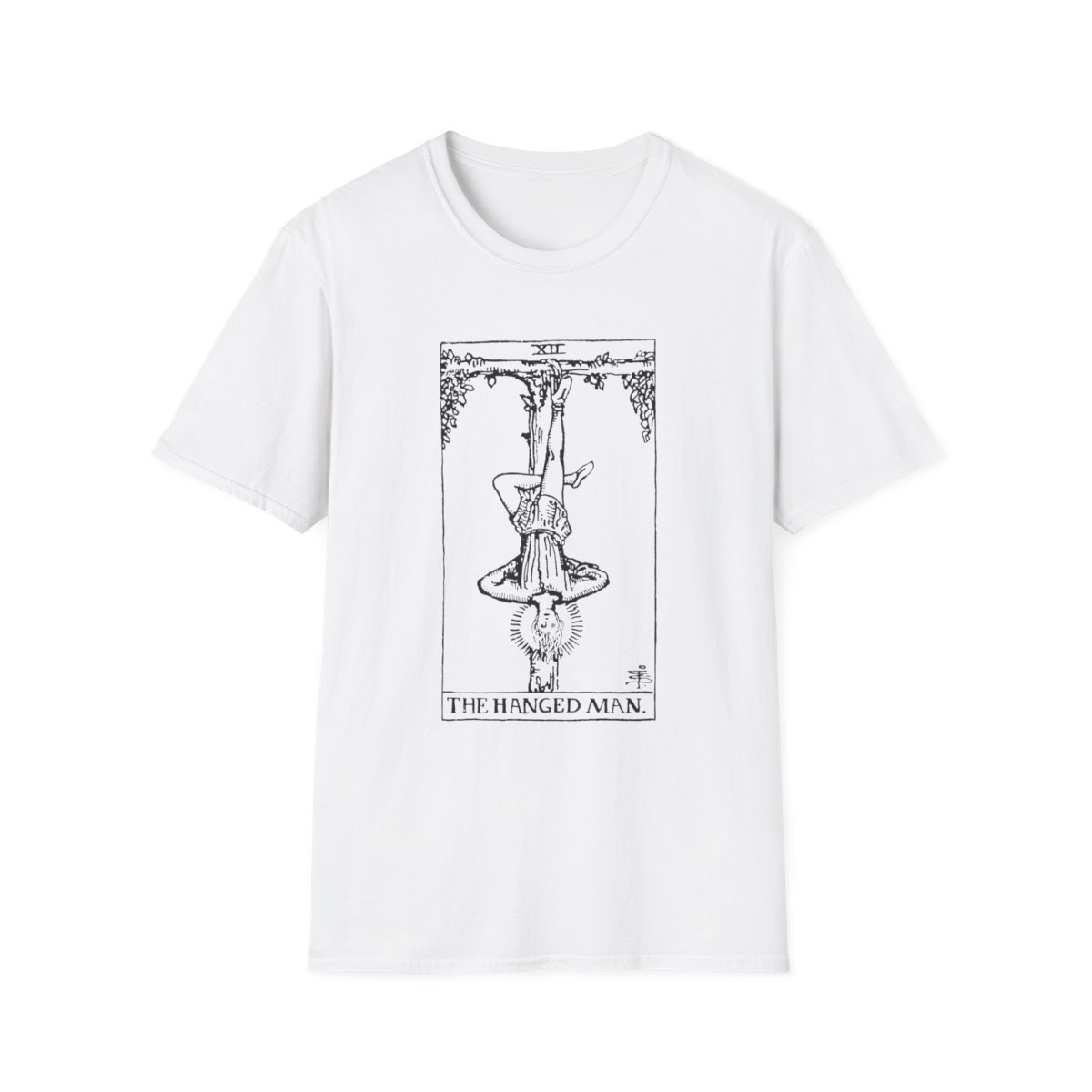 12 - The Hanged Man Black Vintage Tarot Card Softstyle T-Shirt