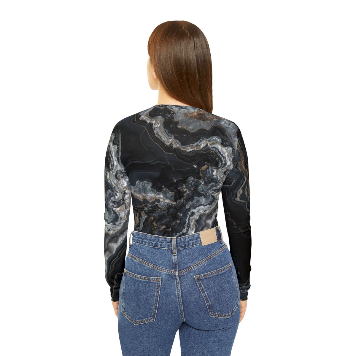Stunning Black Marble long Sleeve Top