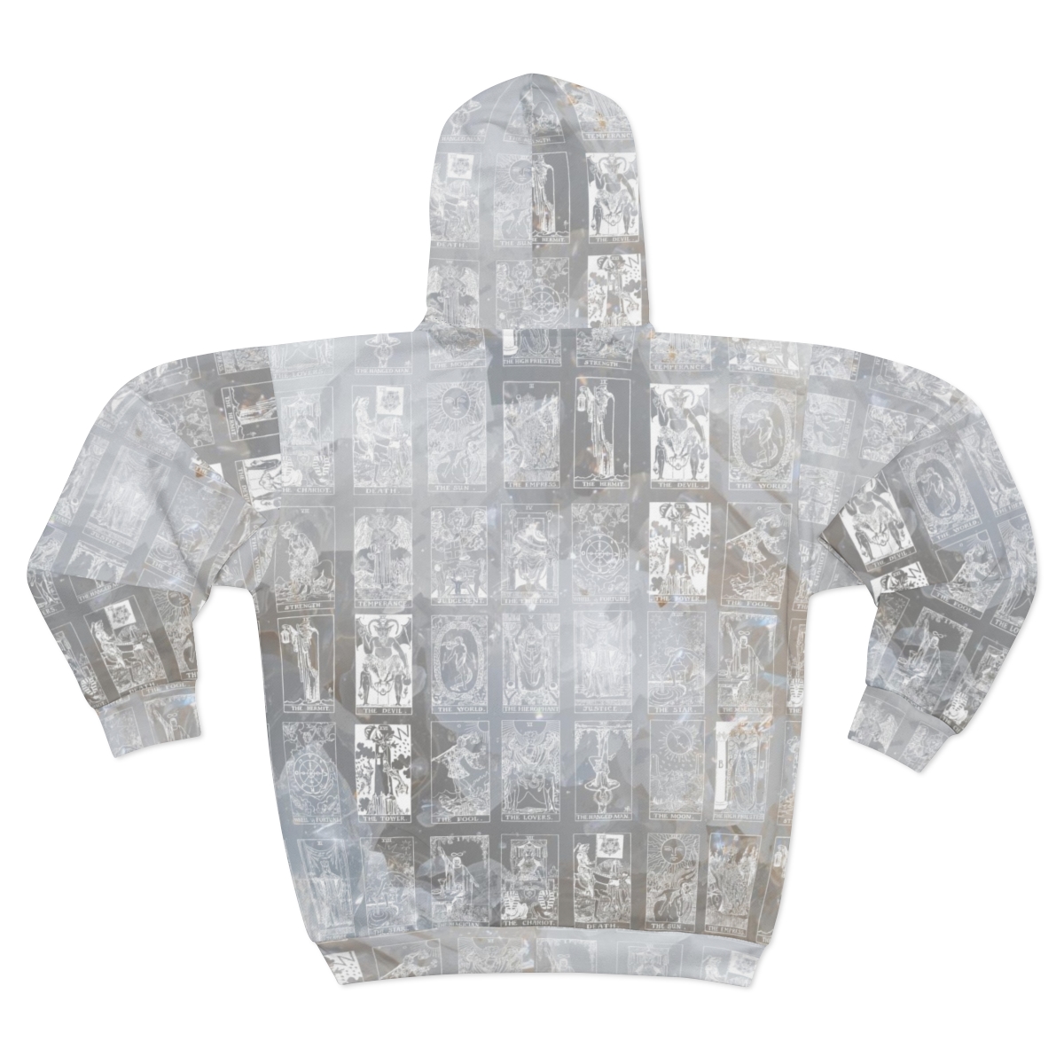 Unique Vintage White Tarot Card Marble Zip Hoodie