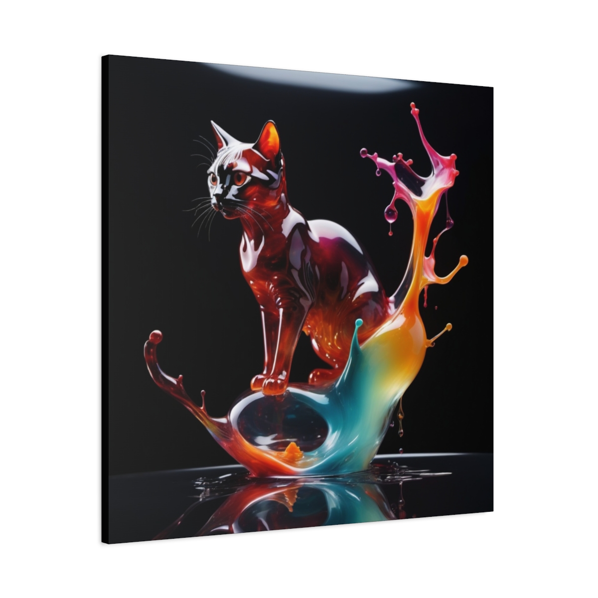 Stunning Unique Colorful Cat Glass Wall Art Canvas
