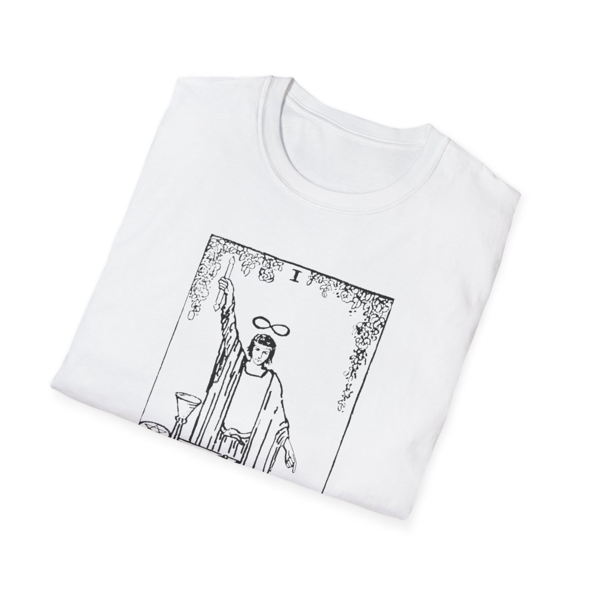 1 - The Magician Black Vintage Tarot Card Softstyle T-Shirt