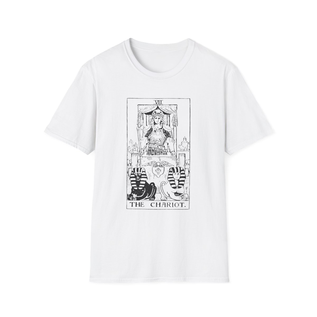 7 - The Chariot Black Vintage Tarot Card Softstyle T-Shirt