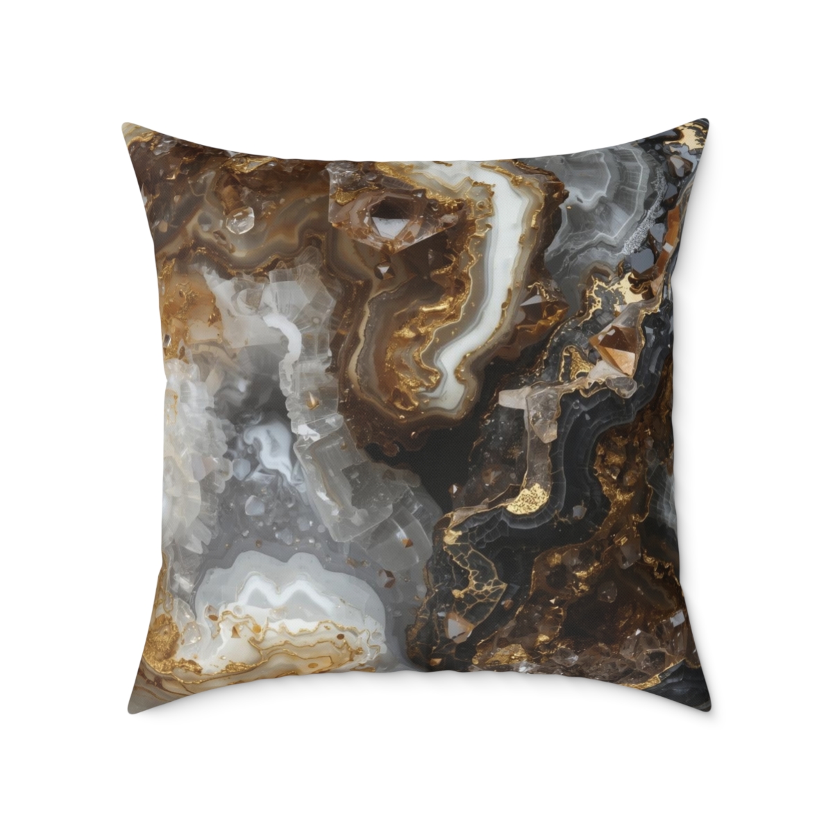 Unique Gorgeous Brown Agate Marble Square Poly Canvas Pillow