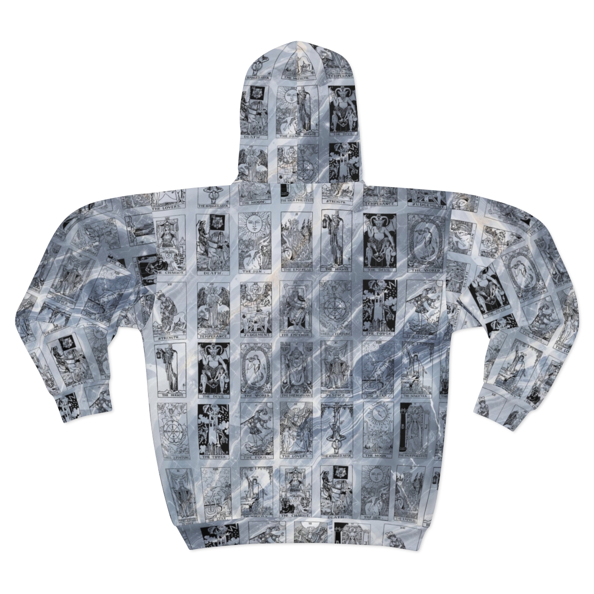 Unique Vintage Black Tarot Card Blue Marble Zip Hoodie
