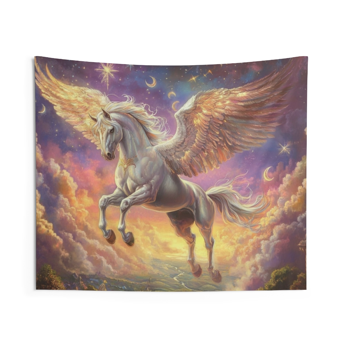 Colorful Magical Equestrian Pegasus Tapestry