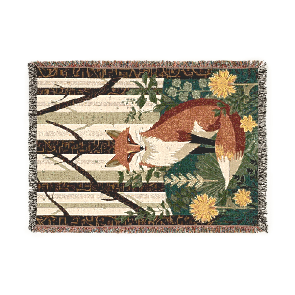 Luxury Beautiful Forest Fox Woven Blanket