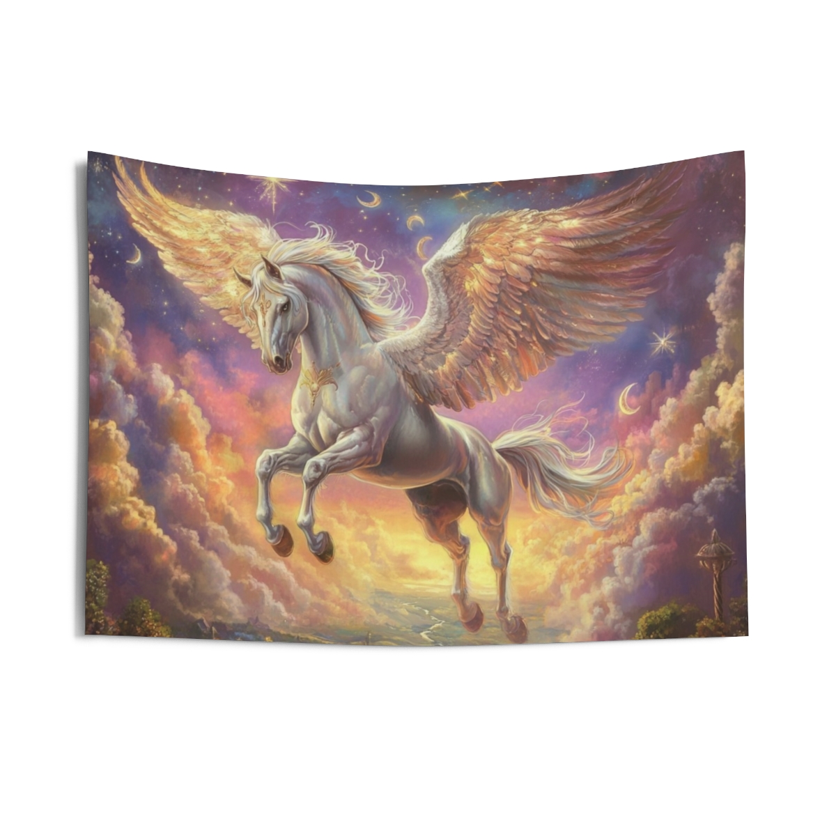Colorful Magical Equestrian Pegasus Tapestry