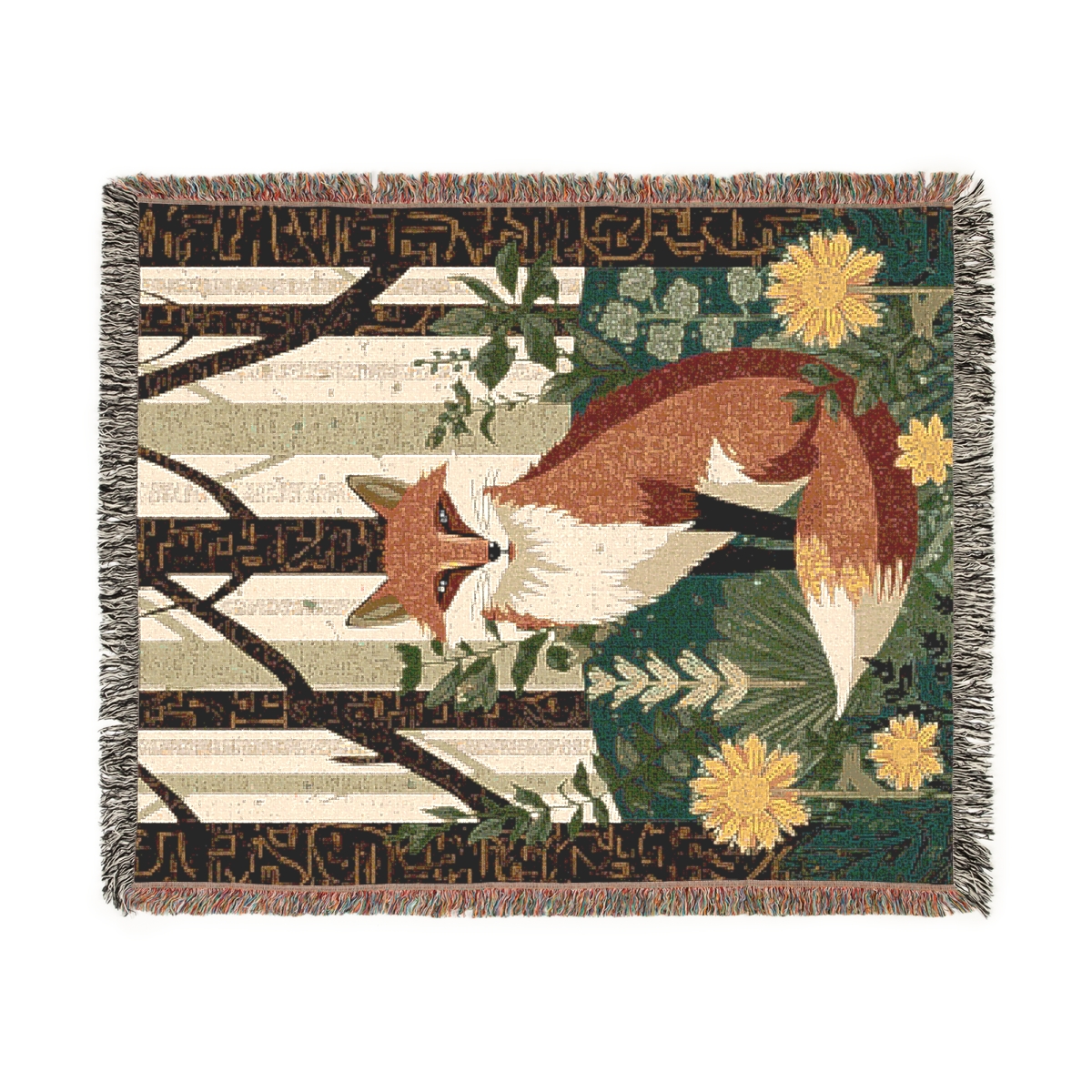 Luxury Beautiful Forest Fox Woven Blanket