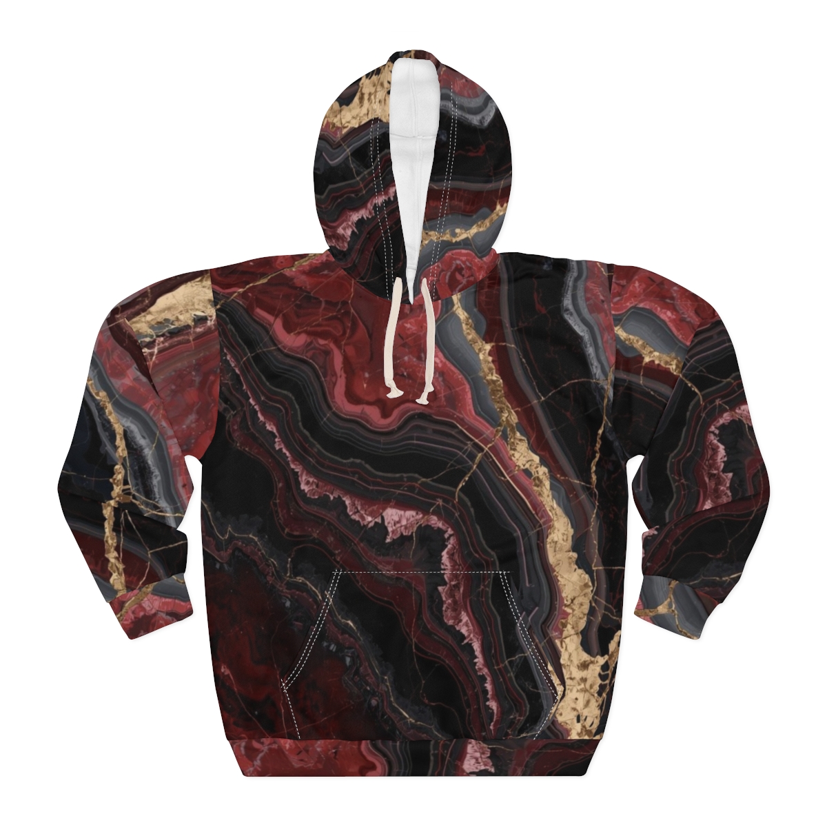 Stunning Red Gold Marble Pullover Hoodie