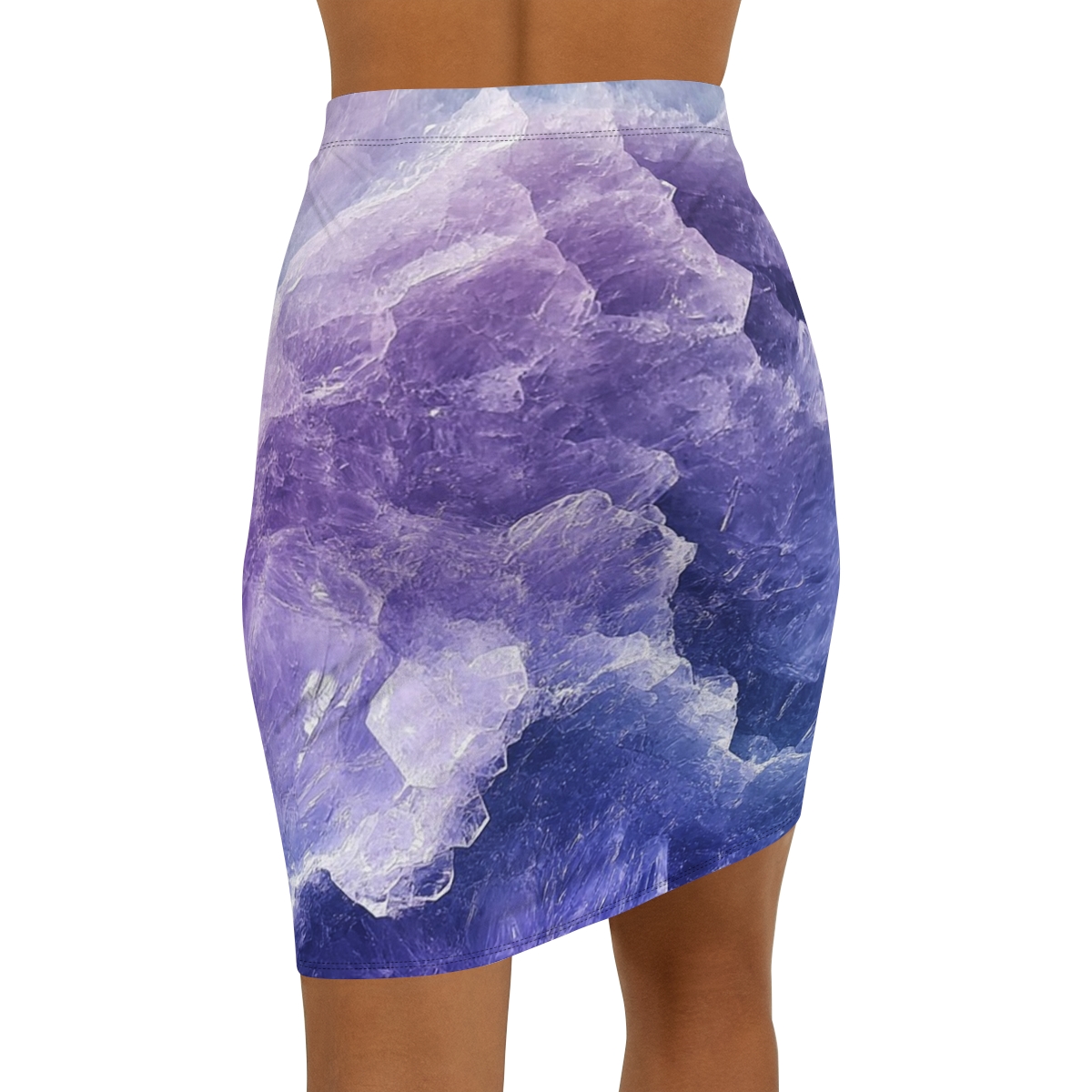 Stunning Chic Purple Crystal Mid-Waist Pencil Skirt