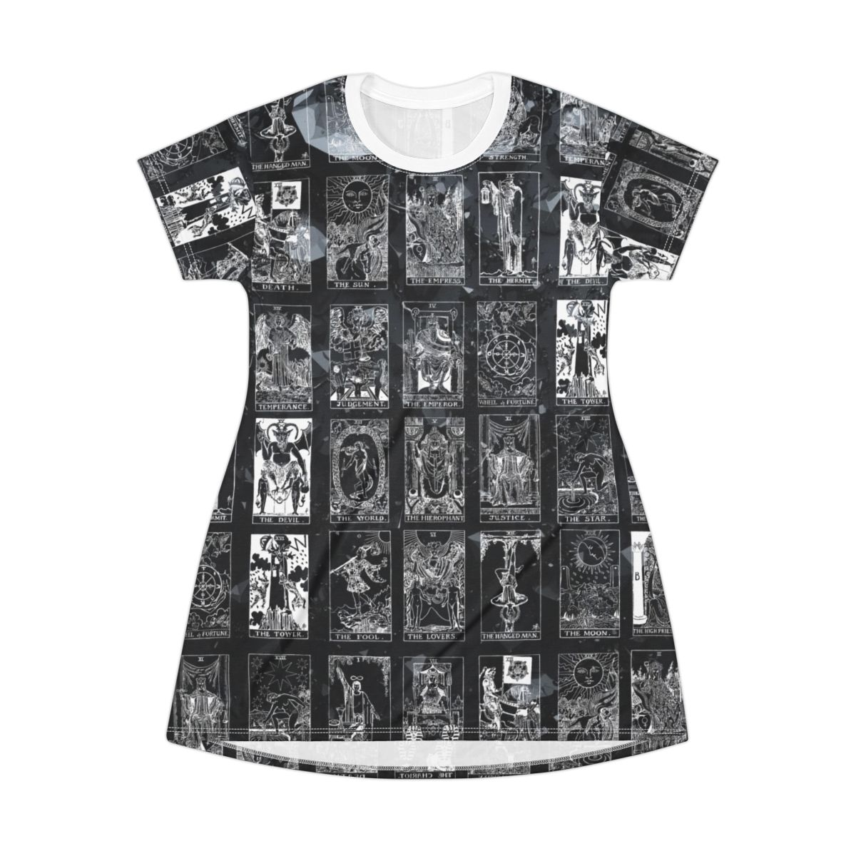 White Vintage Tarot Card Black Crystal T-Shirt Dress