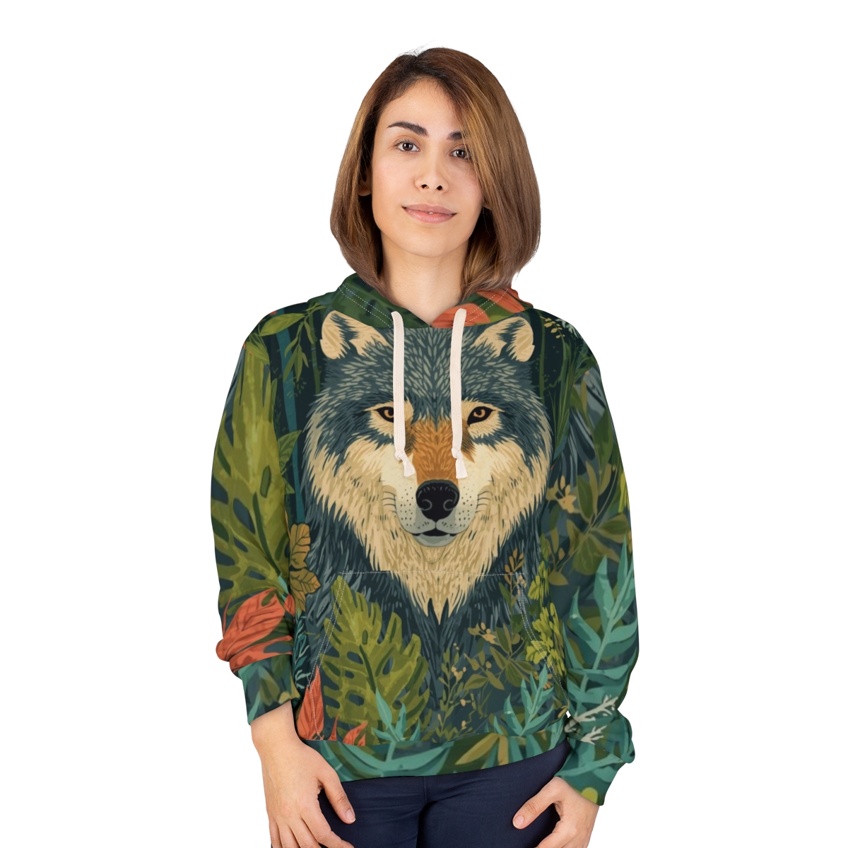 Beautiful Forest Wolf Art Pullover Hoodie