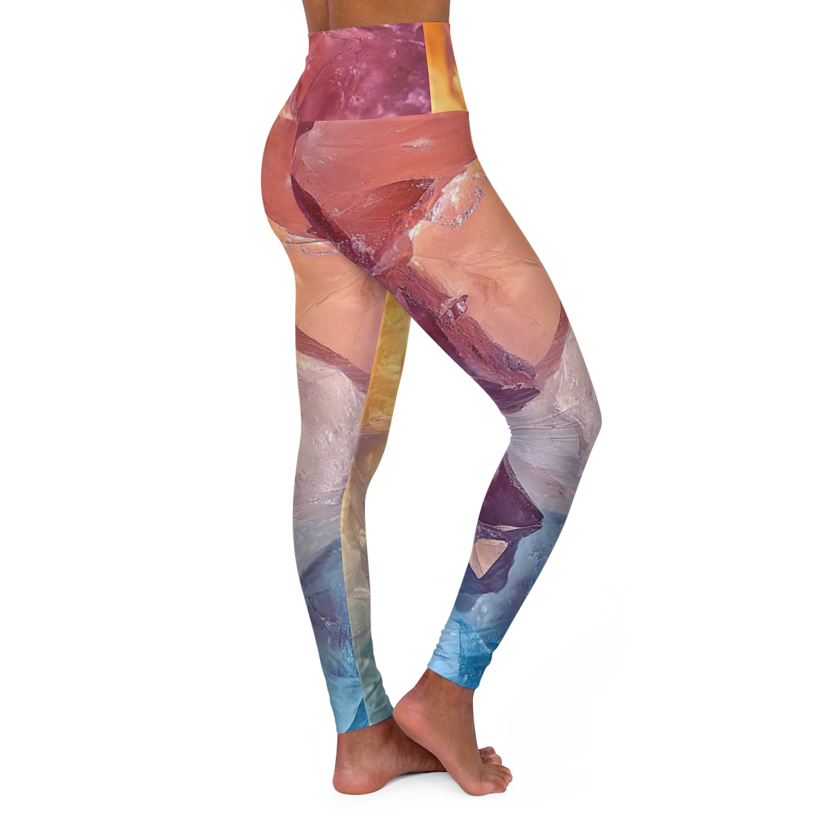 Beautiful Vibrant Colorful Crystal High Waisted Leggings