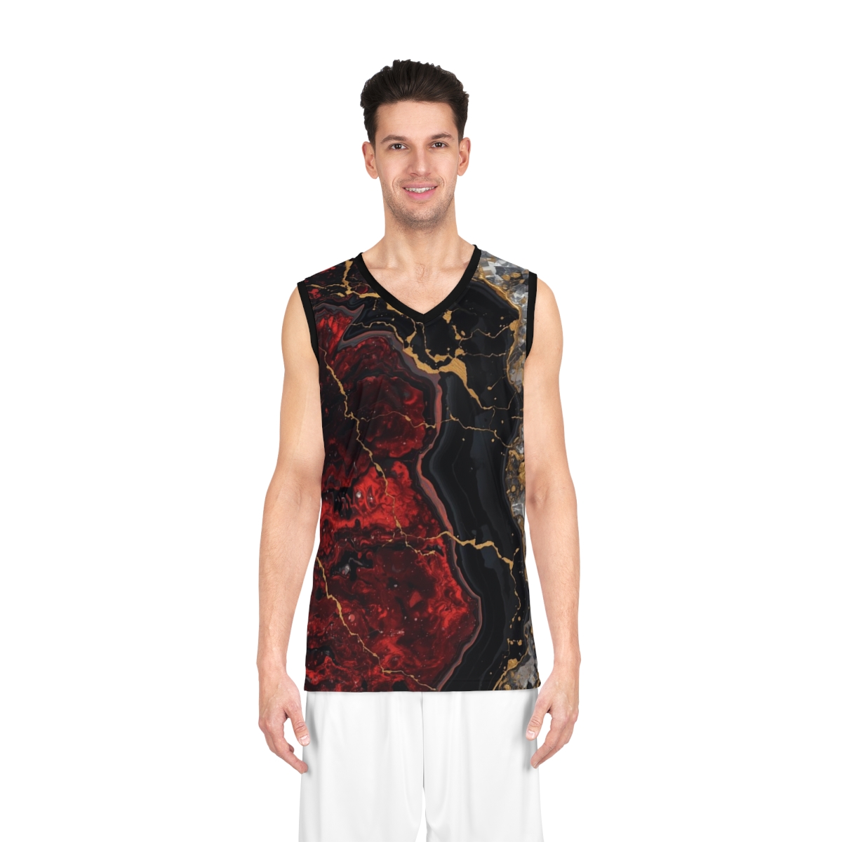 Red Crystal Marble Moisture Wicking Sport Vest