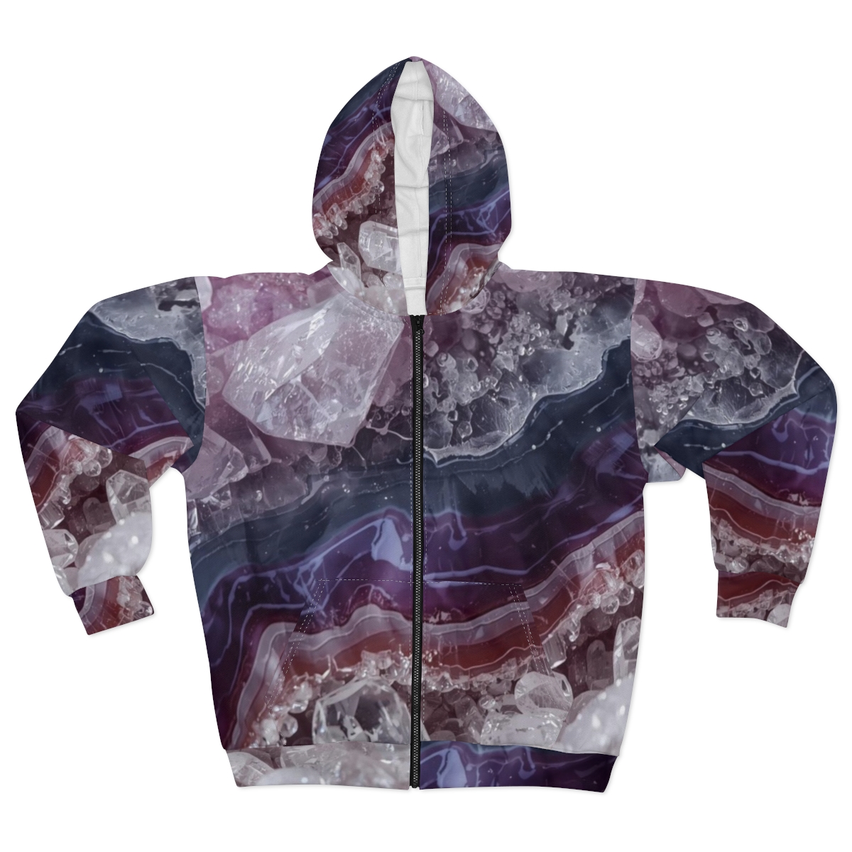 Gorgeous Purple Crystal Agate Zip Hoodie