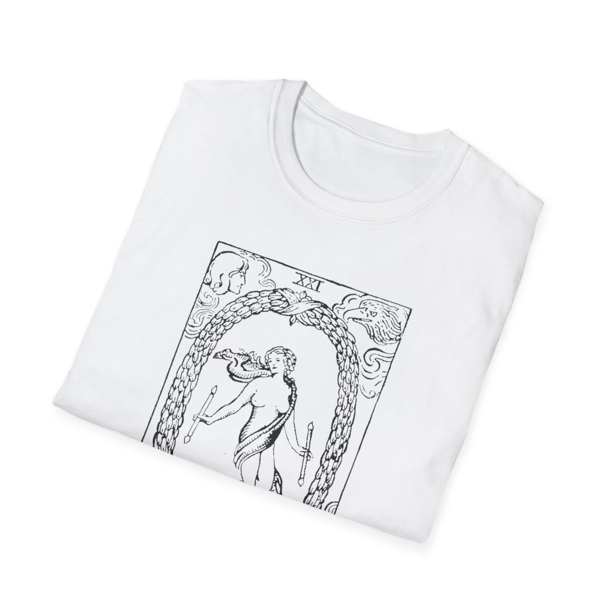 21 - The World Black Vintage Tarot Card Softstyle T-Shirt