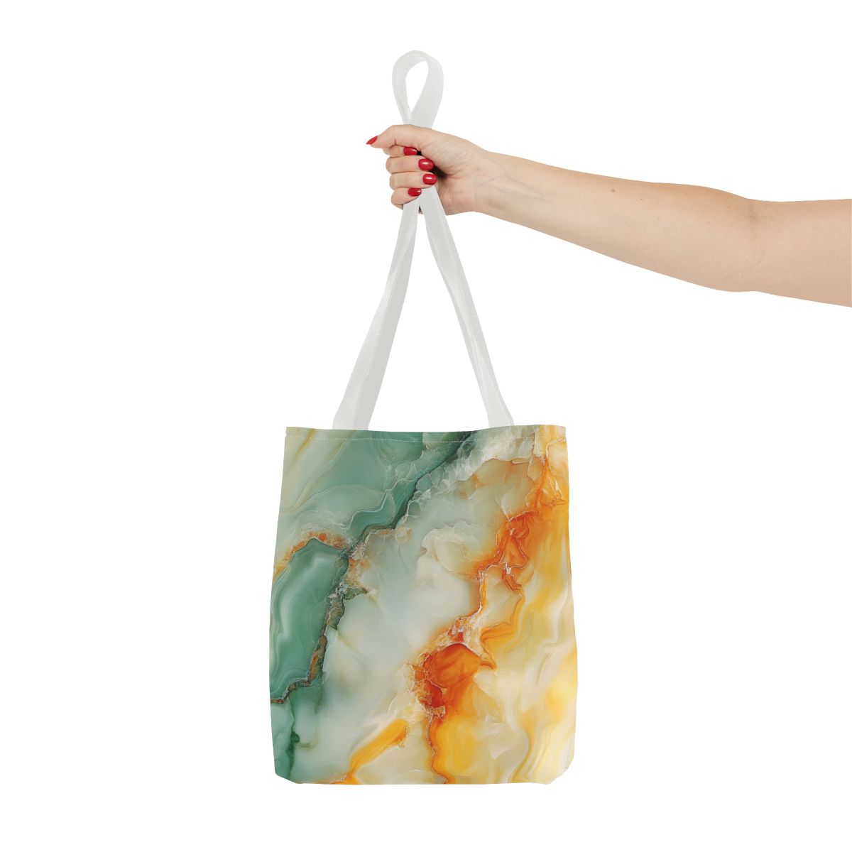 Stunning Green Orange Marbled Art Tote Bag