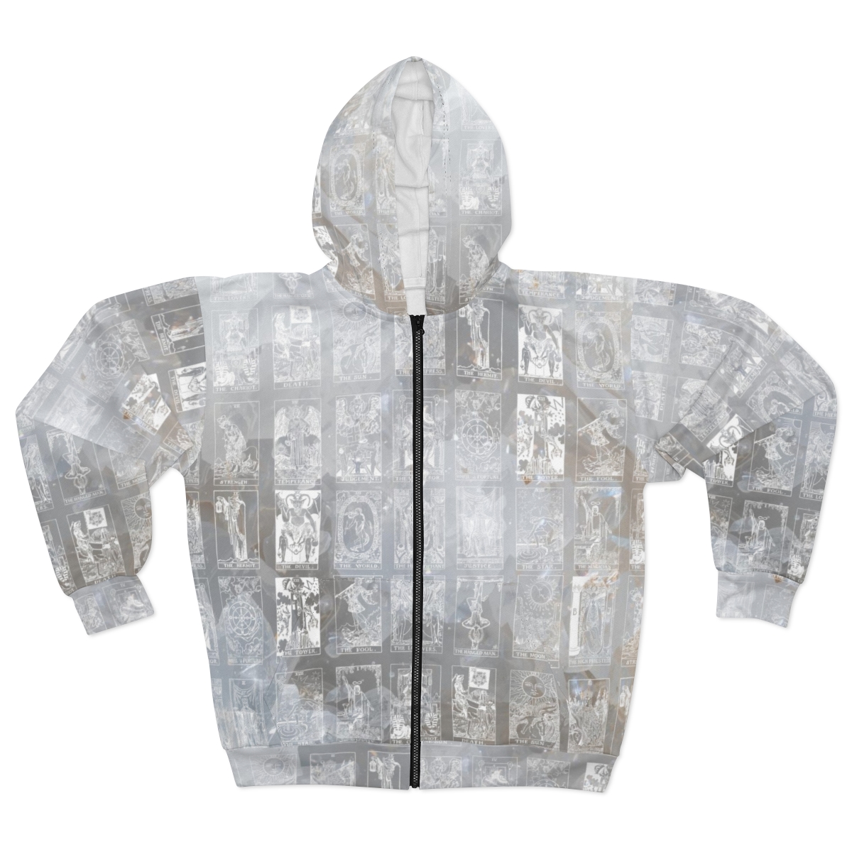 Unique Vintage White Tarot Card Marble Zip Hoodie