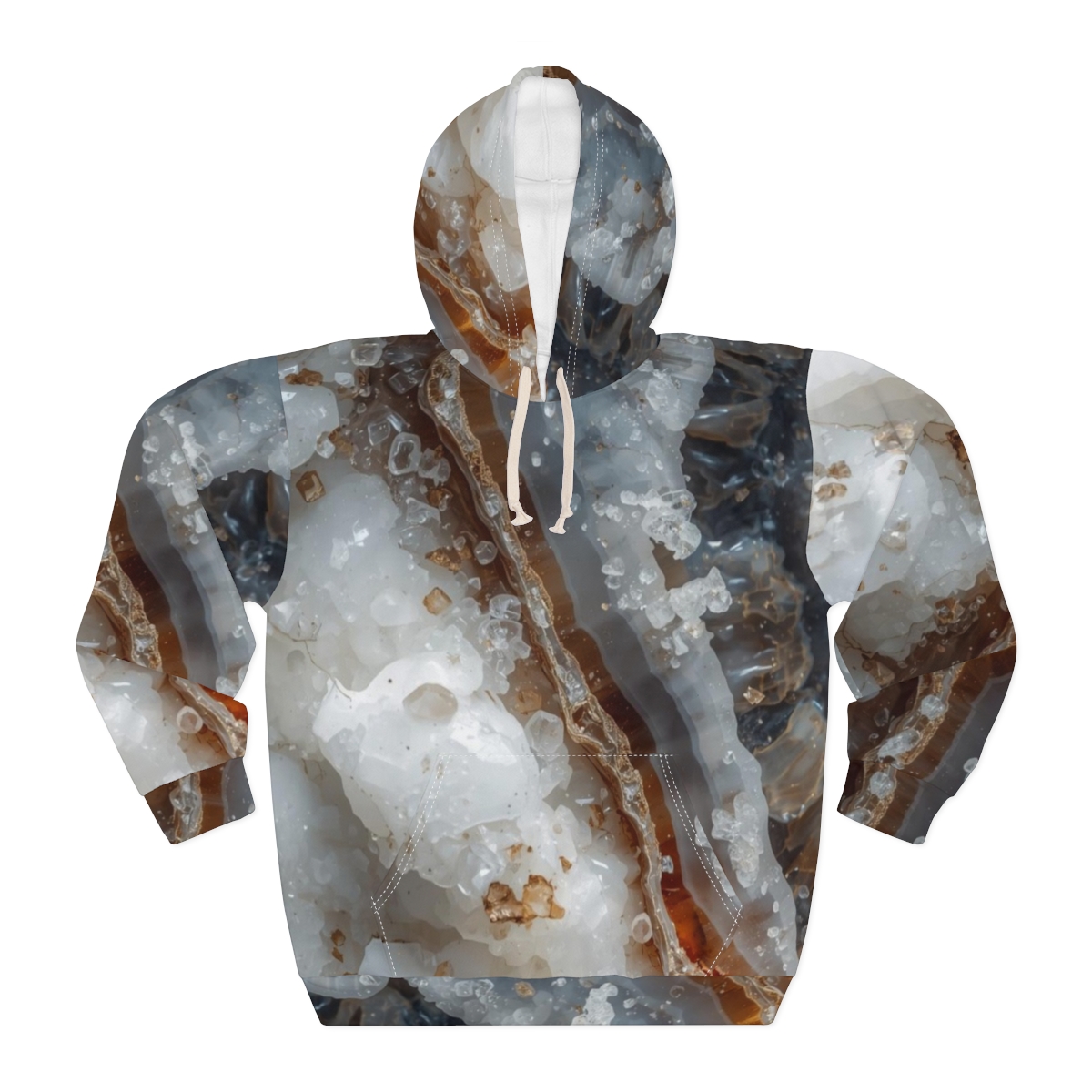Gorgeous White Brown Marble Crystal Pullover Hoodie