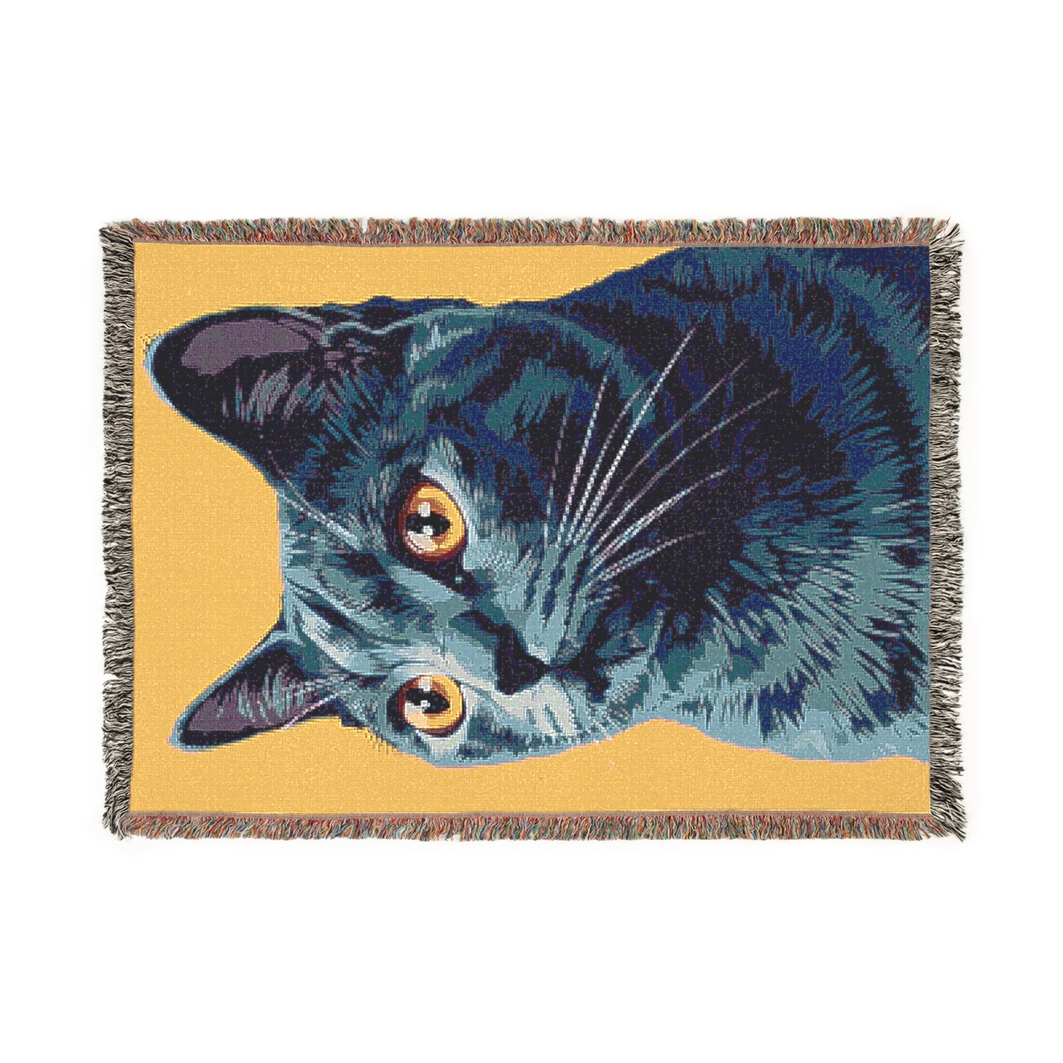 Luxury Cat Yellow Woven Blanket
