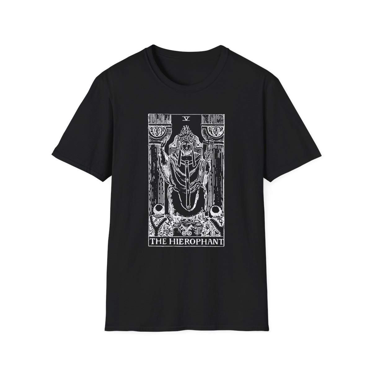 5 - The Hierophant White Vintage Tarot Card Softstyle T-Shirt