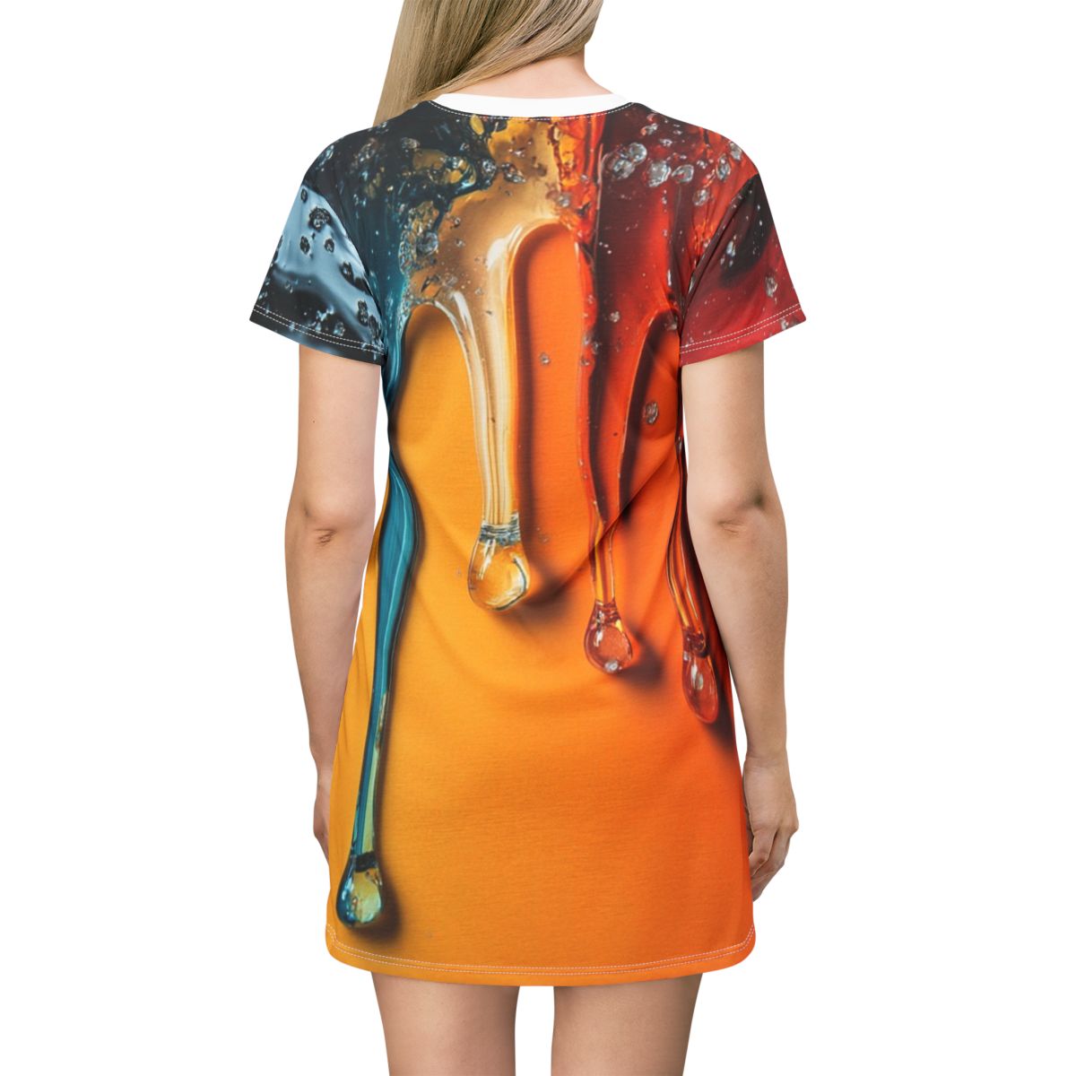 Unique Colorful Drip T-Shirt Dress