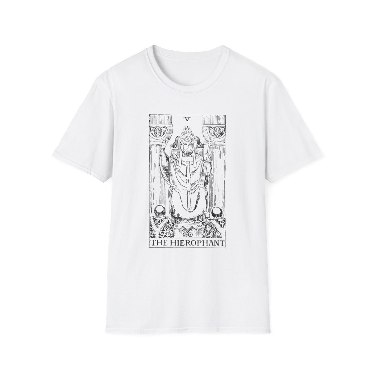 5 - The Hierophant Black Vintage Tarot Card Softstyle T-Shirt