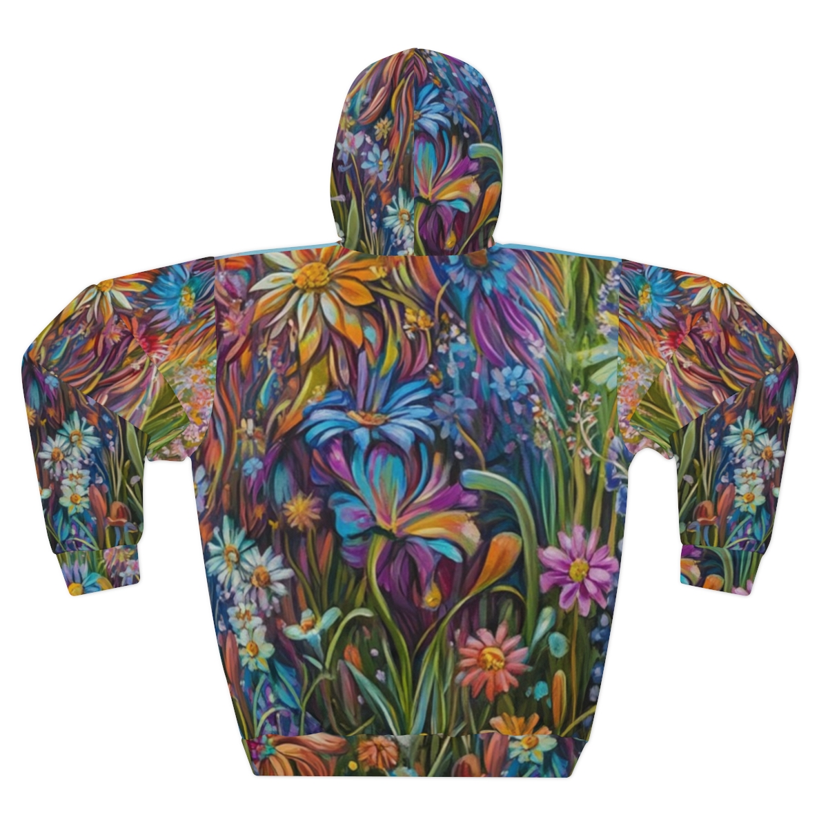 Beautiful Floral Cat Art Pullover Hoodie