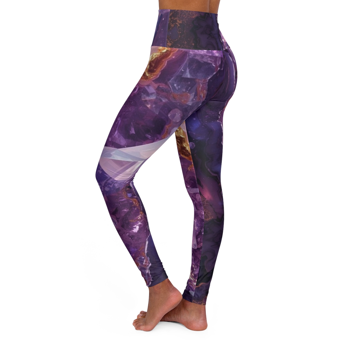 Gorgeous Purple Gold Marble High Waisted Leggings