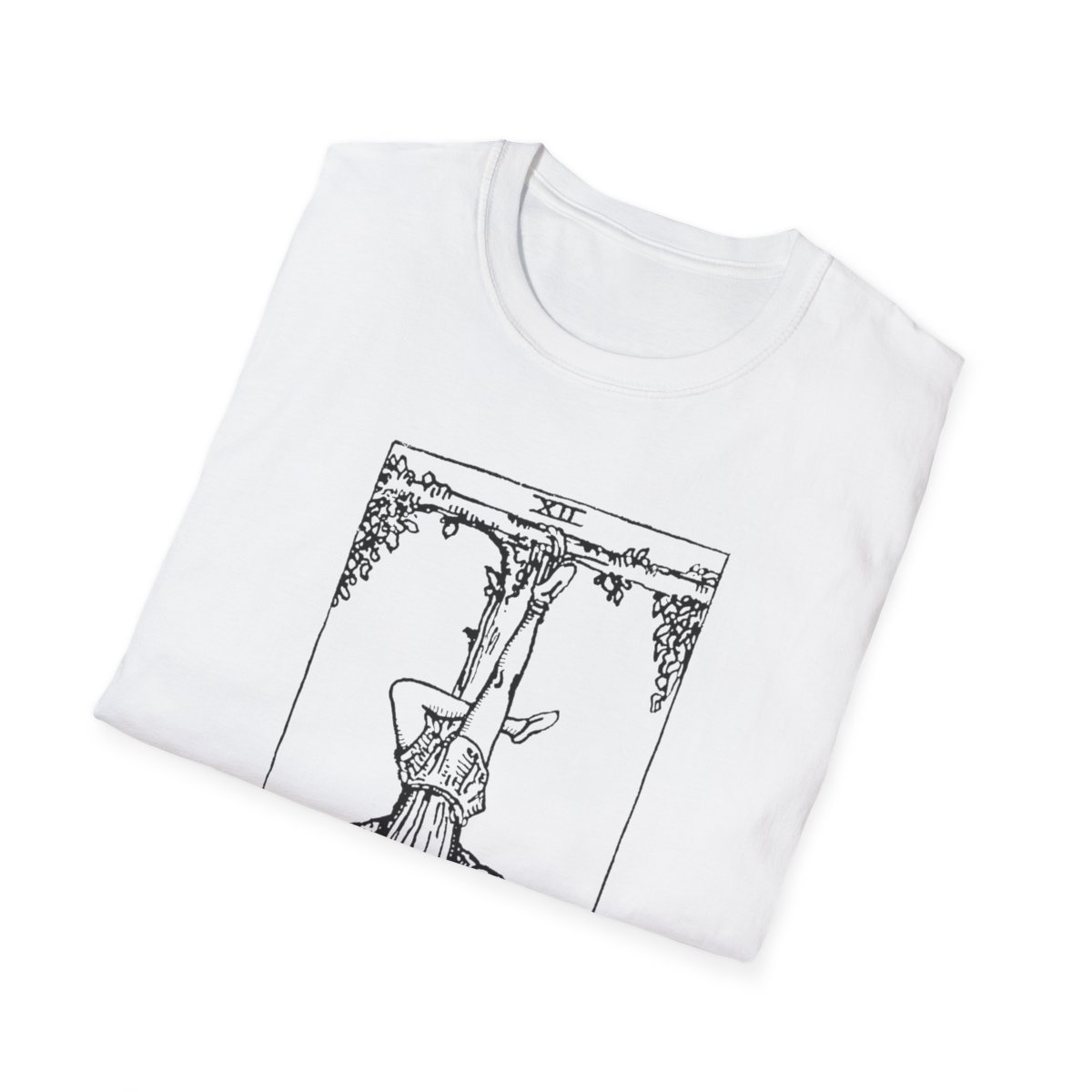 12 - The Hanged Man Black Vintage Tarot Card Softstyle T-Shirt