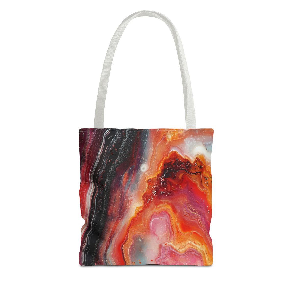 Vibrant Red Black Boho Marbled Art Tote Bag