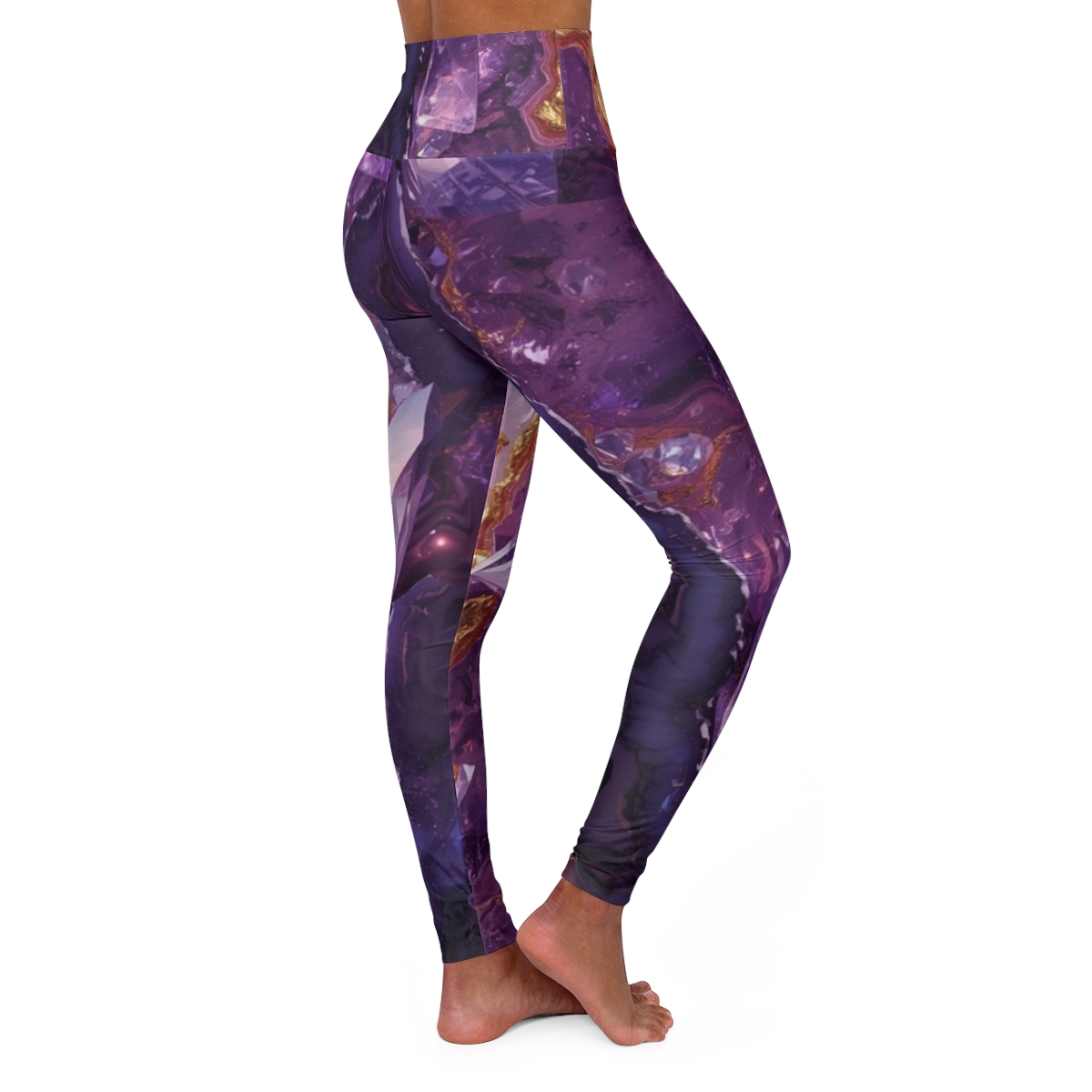 Gorgeous Purple Gold Marble High Waisted Leggings