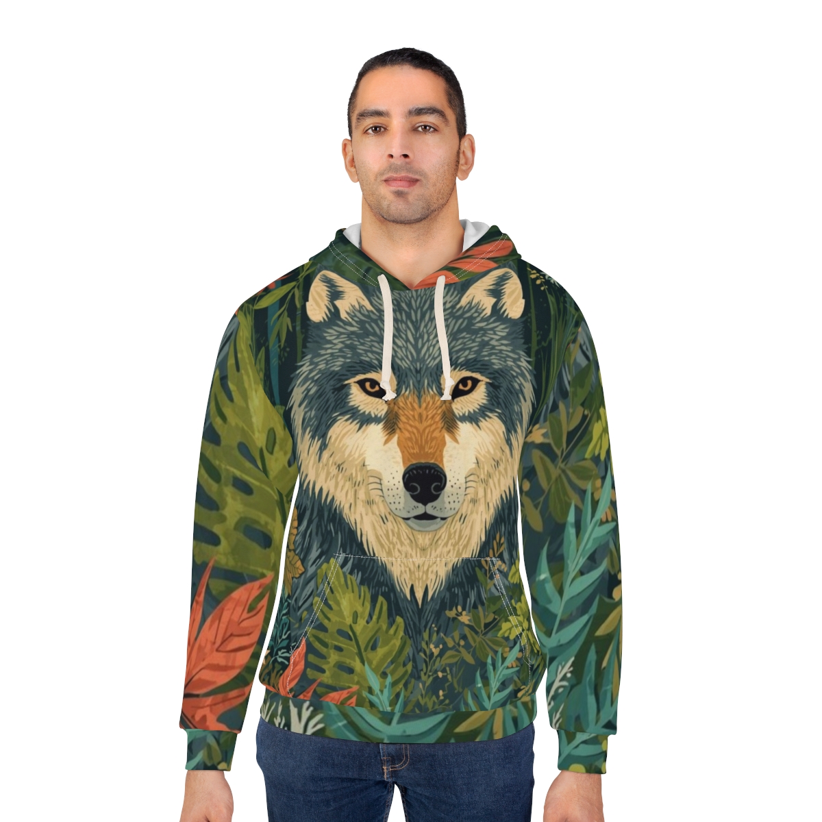 Beautiful Forest Wolf Art Pullover Hoodie