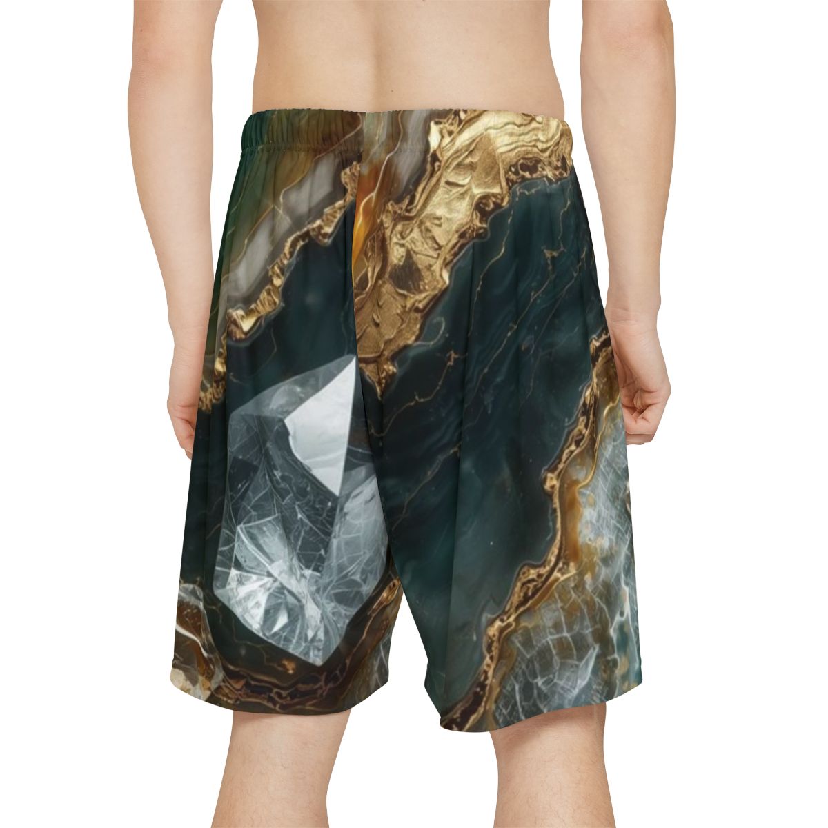 Crystal Green Gold Men's Workout Shorts